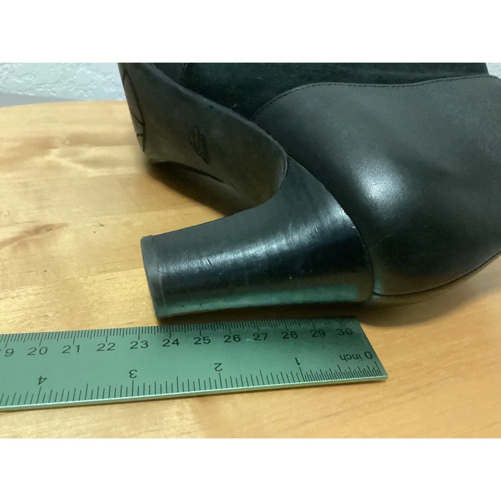 Abeo Jackie Ankle Booties Womens 10 N Black Leather Suede‎ Side Zip Block Heel